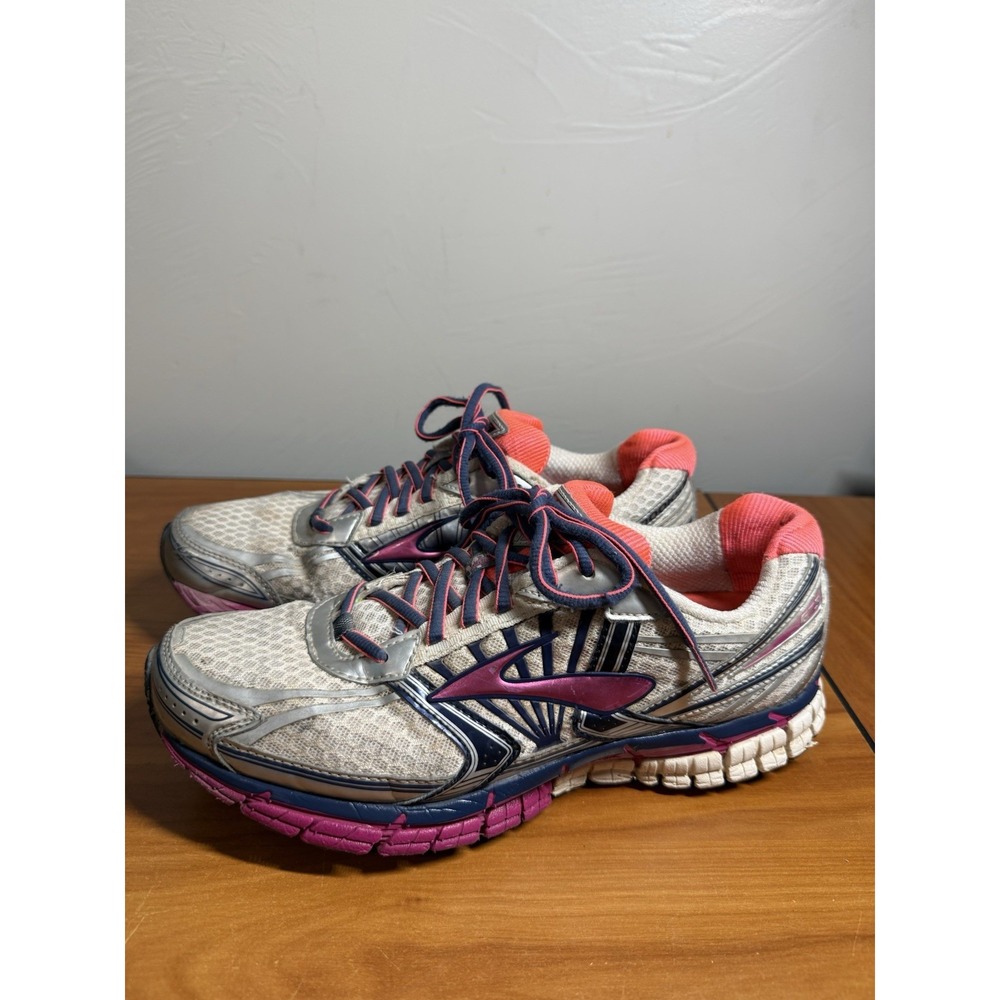 Brooks Adrenaline GTS 14 Women's Running Shoes White Pink Purple Sz 10.5B